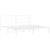 Cadre de lit métal sans matelas et tête de lit blanc 193x203 cm 