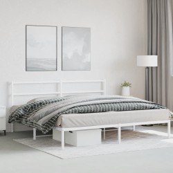 Cadre de lit métal sans matelas et tête de lit blanc 193x203 cm 