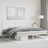 Cadre de lit métal sans matelas et tête de lit blanc 193x203 cm 