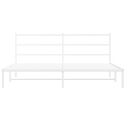 Cadre de lit métal sans matelas et tête de lit blanc 193x203 cm 