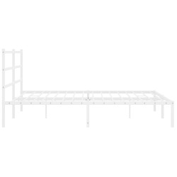 Cadre de lit métal sans matelas et tête de lit blanc 193x203 cm 