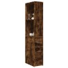 Armoire de salle de bain étroite avec roulettes chêne fumé 