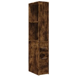Armoire de salle de bain étroite avec roulettes chêne fumé 