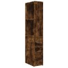 Armoire de salle de bain étroite avec roulettes chêne fumé 