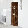 Armoire de salle de bain étroite avec roulettes chêne fumé 