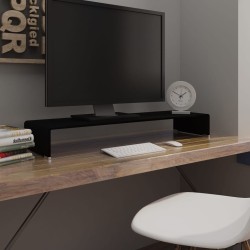 Meuble TV/support pour moniteur 100x30x13 cm verre noir 