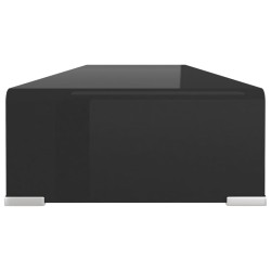 Meuble TV/support pour moniteur 100x30x13 cm verre noir 