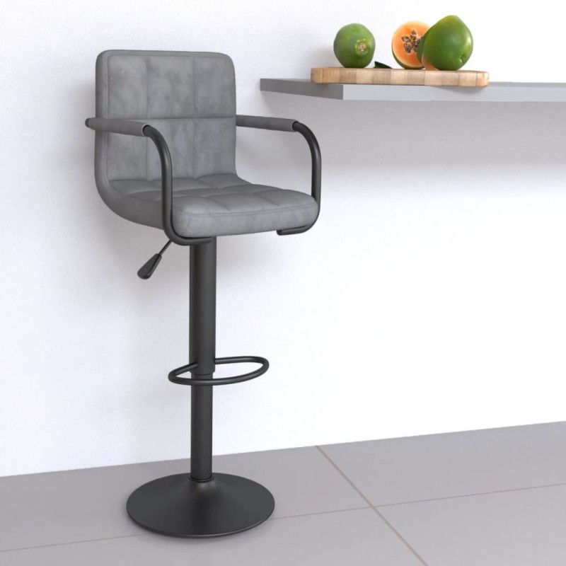 Tabouret de bar Gris clair Velours Tabouret de bar Gris clair Velours