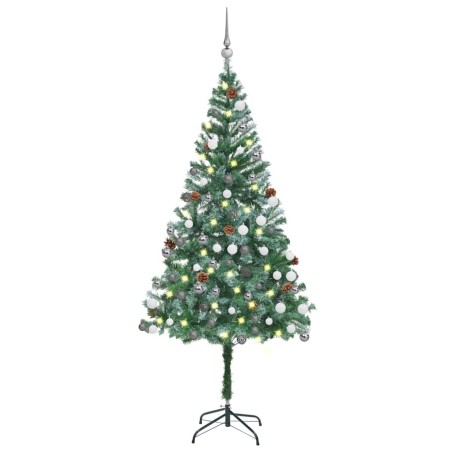 Arbre de Noël artificiel pré-éclairé/boules pommes de pin 180cm 
