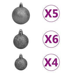 Arbre de Noël artificiel pré-éclairé/boules pommes de pin 180cm 