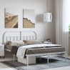 Cadre de lit métal sans matelas et tête de lit blanc 135x190 cm 