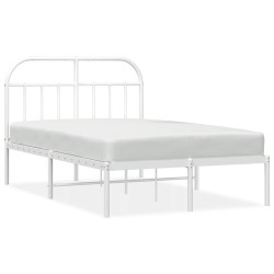 Cadre de lit métal sans matelas et tête de lit blanc 135x190 cm 