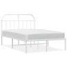 Cadre de lit métal sans matelas et tête de lit blanc 135x190 cm 
