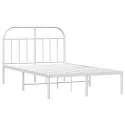 Cadre de lit métal sans matelas et tête de lit blanc 135x190 cm 