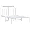 Cadre de lit métal sans matelas et tête de lit blanc 135x190 cm 