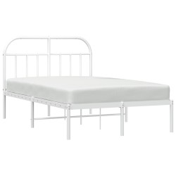 Cadre de lit métal sans matelas et tête de lit blanc 135x190 cm 