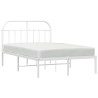 Cadre de lit métal sans matelas et tête de lit blanc 135x190 cm 