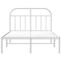 Cadre de lit métal sans matelas et tête de lit blanc 135x190 cm 