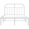 Cadre de lit métal sans matelas et tête de lit blanc 135x190 cm 