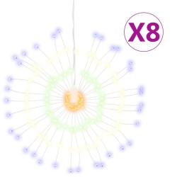 Étoile rayonnante de Noël 140 LED 8 pcs multicolore 17 cm 