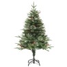 Sapin de Noël pré-éclairé et pommes de pin vert 120cm PVC et PE 
