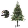 Sapin de Noël pré-éclairé et pommes de pin vert 120cm PVC et PE 