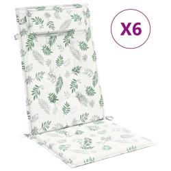 Coussins de chaise à dossier haut lot de 6 modèle de feuille 