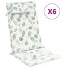 Coussins de chaise à dossier haut lot de 6 modèle de feuille 