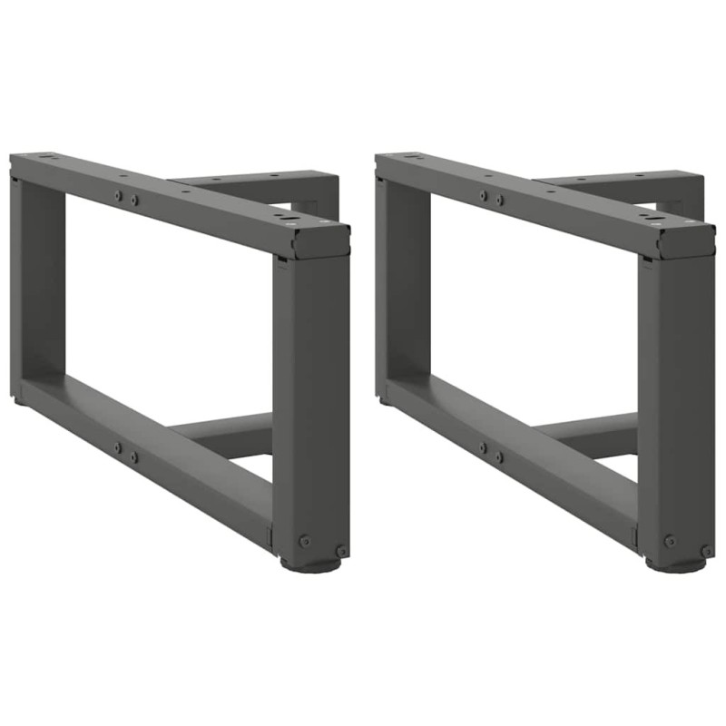 Pieds de table basse en T, 2 pièces, anthracite, 60 x 25 x (30-31) cm, acier 