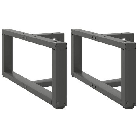 Pieds de table basse en T, 2 pièces, anthracite, 60 x 25 x (30-31) cm, acier 