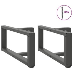 Pieds de table basse en T, 2 pièces, anthracite, 60 x 25 x (30-31) cm, acier 