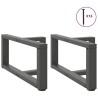 Pieds de table basse en T, 2 pièces, anthracite, 60 x 25 x (30-31) cm, acier 