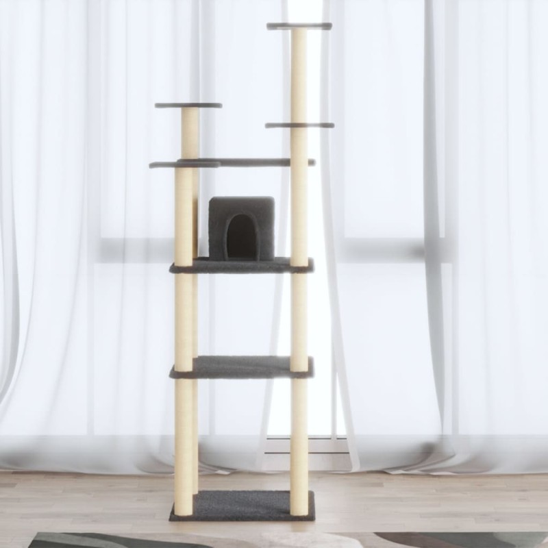 Arbre à chat avec griffoirs en sisal Gris foncé 171 cm 