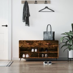 Banc à chaussures chêne fumé 102x35x55 cm bois d'ingénierie 