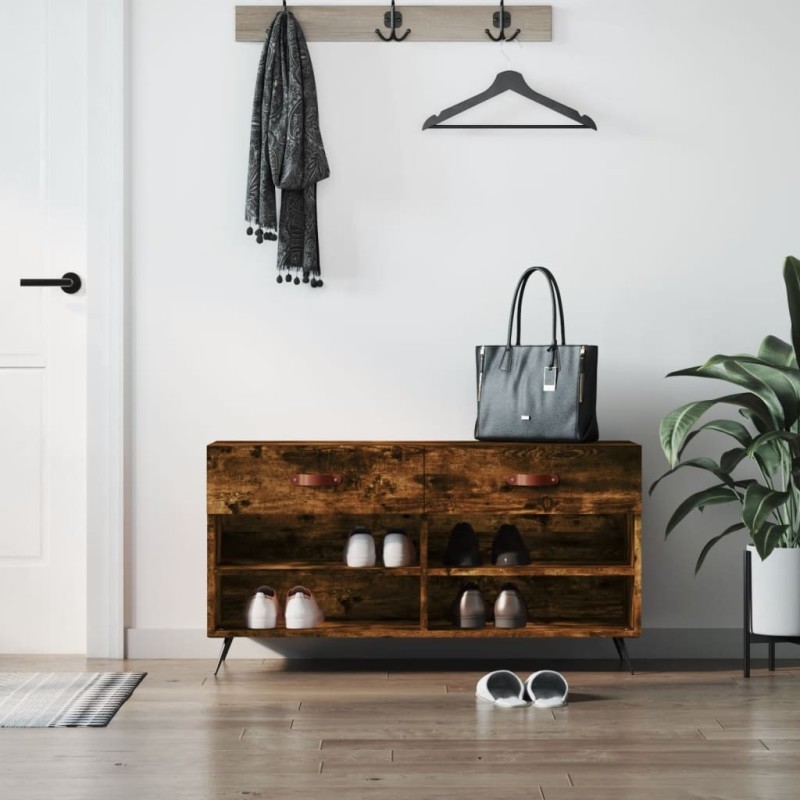 Banc à chaussures chêne fumé 102x35x55 cm bois d'ingénierie Banc à chaussures chêne fumé 102x35x55 cm bois d'ingénierie