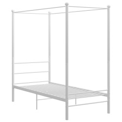 Cadre de lit à baldaquin sans matelas blanc métal 90x200 cm 
