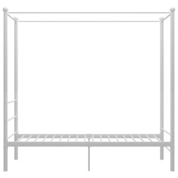 Cadre de lit à baldaquin sans matelas blanc métal 90x200 cm 