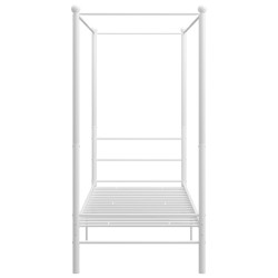 Cadre de lit à baldaquin sans matelas blanc métal 90x200 cm 