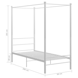 Cadre de lit à baldaquin sans matelas blanc métal 90x200 cm 