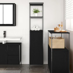 Meuble de salle de bain avec étagères chêne noir 36x35x165 cm 