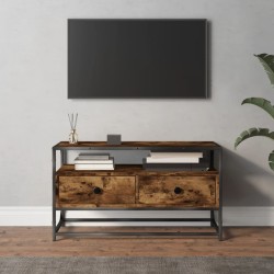 Meuble TV chêne fumé 80x35x45 cm bois d'ingénierie 