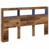 Armoire tête de lit avec LED vieux bois 180x17x102 cm 