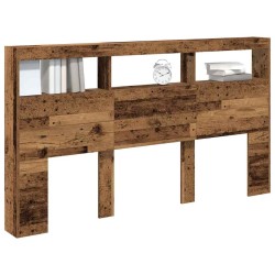 Armoire tête de lit avec LED vieux bois 180x17x102 cm 
