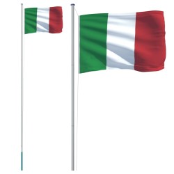 Drapeau de l'Italie et mât 6,23 m Aluminium 
