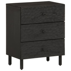 Table de chevet noir 50x33x60 cm bois de manguier massif 