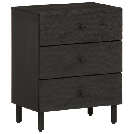 Table de chevet noir 50x33x60 cm bois de manguier massif 