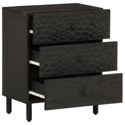 Table de chevet noir 50x33x60 cm bois de manguier massif 