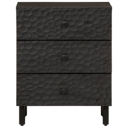 Table de chevet noir 50x33x60 cm bois de manguier massif 