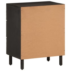 Table de chevet noir 50x33x60 cm bois de manguier massif 