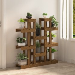 Support à plantes Marron miel 104,5x25x109,5 cm Bois massif pin 